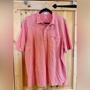 Johnnie O Hangin Out Men's XL Peach Striped Polo Shirt -